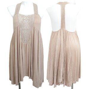 MittoShop Bohemian Crocheted Racerback Jersey Knit Dress Beachy Boho NEW